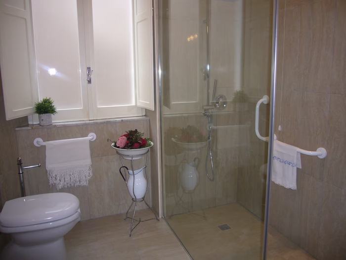 Bathroom with spacious shower