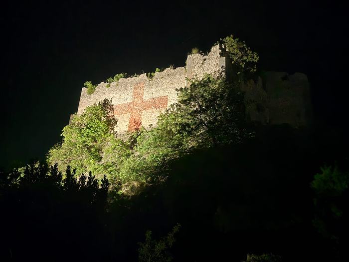 The fortress illuminated at night