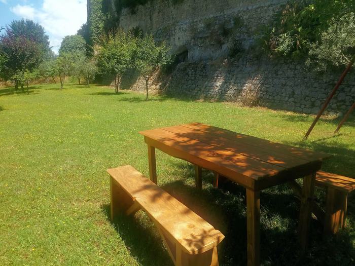 Outdoor table in the orchard
