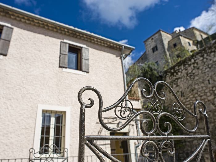 Detail of wrought-iron chairs