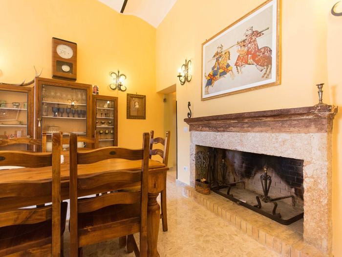 The large fireplace